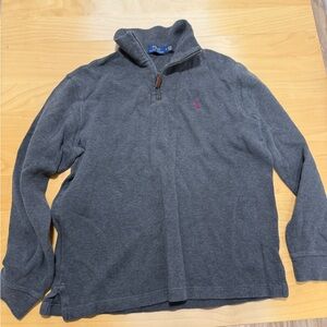 Ralph Lauren Gray Half-Zip Pullover with Pink Emblem